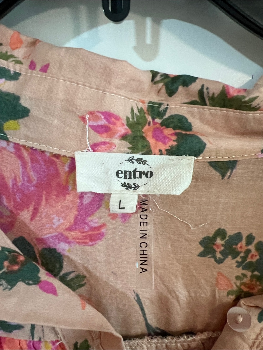 entro Pink Floral Button-Up dress with Green Accents - Picture 2 of 6